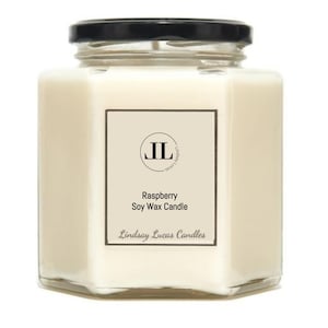 Velas perfumadas de design RASPBERRY, vela vegana de cera de soja frutada