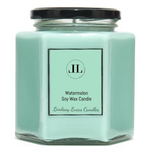 Fruity Watermelon Soy Wax Scented Candles Strong Smelling Green Candle