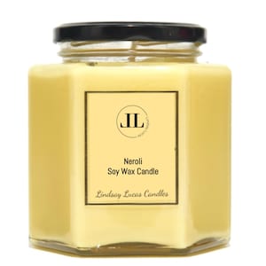 Neroli Citrus Floral Scented Candles, Yellow Soy Wax Vegan Candle