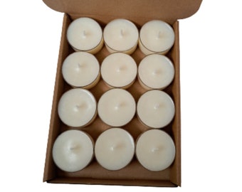Vanilla Scented Tea Light Candles, Made With Soy Wax 12 Per Box