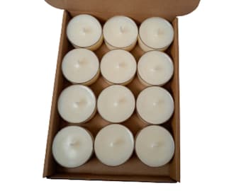 Patchouli & Leather Tea Light Candles Made With Soy Wax 12 Per Box