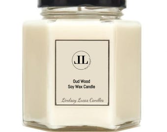 Woody Oud Designer Masculine Scented Candles, Soy Wax Vegan Candle
