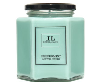 Peppermint Scented Candle, Natural Soy Wax Essential Oil Candles, FRESH TYPE