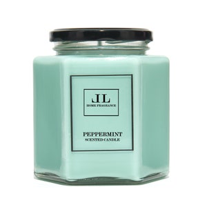 Peppermint Scented Candle, Natural Soy Wax Essential Oil Candles, FRESH TYPE image 1