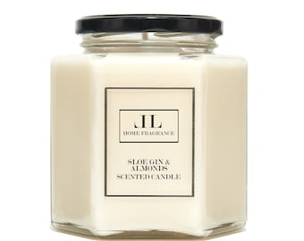 Sloe Gin & Almond Soy Wax Strong Scented Natural CANDLE, Vegan Candles