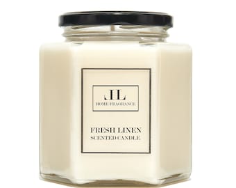 Fresh Linen Scented Candle, Soy Wax Vegan Candle, Clean Cotton