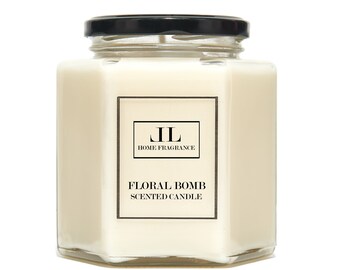 Floral Bomb Scented Candle, Feminine Perfume Copy Type, Soy Wax Vegan Candles