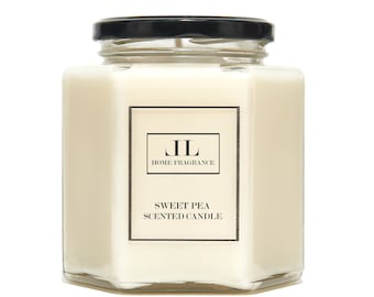 Sweet Pea Scented Candle, Floral Soy Wax Vegan Candles