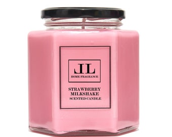 Strawberry Scented Soy Candle, Fruity Scent, Pink Candles