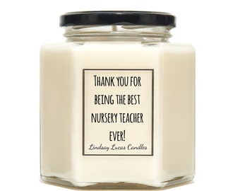 Nursery Teacher Gift Scented Candle, Apple Scented Candle, End Of Year Gift, Gift For Nursery Teacher, Nursery Teacher Quote Gift.