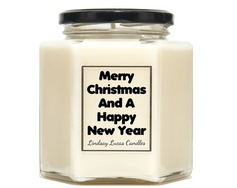 Merry Christmas And  Happy New Year Strong Vegan Scented Candle Gift