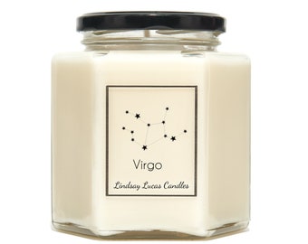 Virgo Star Sign SCENTED CANDLE, Zodiac Constellation Astrology Gift, Horoscope Birthday Candles Astronomy