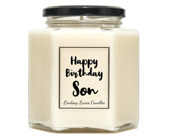 Happy Birthday Son/Daughter Custom Scented Candle, Personalised Vegan Soy Candles