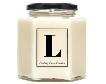 Letter L Alphabet Initial Scented Candle Soy Wax