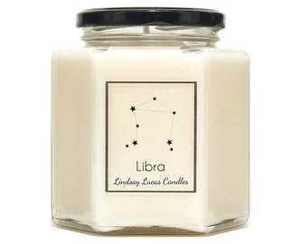 Libra Star Sign SCENTED CANDLE, Zodiac Constellation Astrology Gift, Horoscope Birthday Candles Astronomy