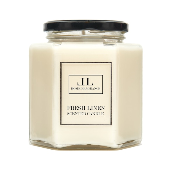 Fresh Linen Scented Candle, Soy Wax Vegan Candle, Clean Cotton