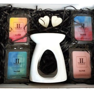 Luxury Wax Melt Selection Box With Burner Snap Bar Melts and Tea Lights