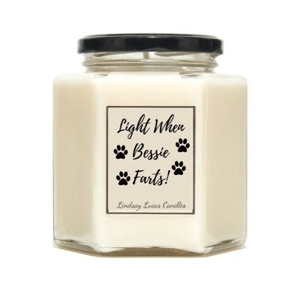 Personalised Dog Fart Candle, Funny Scented Soy Wax Candle Dog Lover Gift - Custom Add Your Own Name/Text