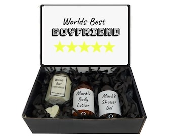 Cesto regalo per fidanzato a 5 stelle - Personalizzato/personalizzato - Il miglior fidanzato del mondo
