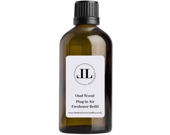 Plug In Refill Oil - Woody Oud  Scent - Plug In Air Freshener Diffuser For Wall 100ml Glass Bottle