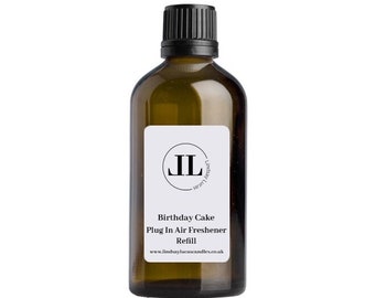 Plug In Refill Oil - Birthday Cake Scent - Plug In Air Freshener Diffuser For Wall 100ml Glass Bottle