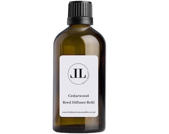 Reed Diffuser Refill Oil In Cedarwood Scent - Fresh Masculine Scented - Glass Bottle