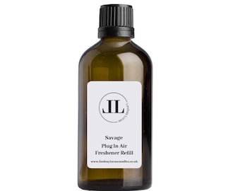 Plug In Refill Oil - Savage Scent - Plug In Air Freshener Diffuser For Wall 100ml Glass Bottle - Fresh Masculine Luxury Scents