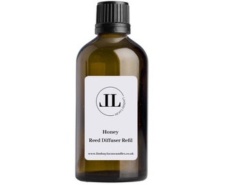 Reed Diffuser Refill Oil In Fresh Honey Scent - Glass Bottle - Vegan Cruelty Free