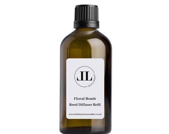 Reed Diffuser Refill Oil In Floral Bomb Scent -   - 100ml Glass Bottle