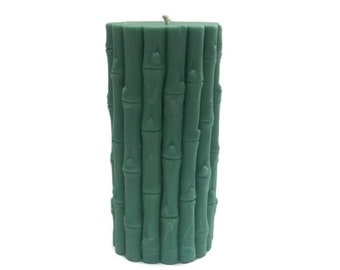 Decorative Bamboo Pillar Candle - Fragrance Free, Made With Soy Wax