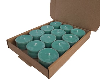 Velas de chá com aroma de hortelã-pimenta, feitas com cera de soja, 12 por caixa