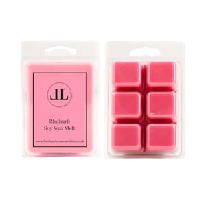 Rhubarb Soy Wax Melt Snap Bars, Long Lasting Fruity Strong Smelling Melts, 6 Cubes Per Bar. Vegan and Cruelty Free