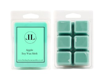 La cera de soja afrutada de manzana se derrite con un olor fuerte y barras de presión de larga duración. 6 cubos por par, veganos y libres de crueldad