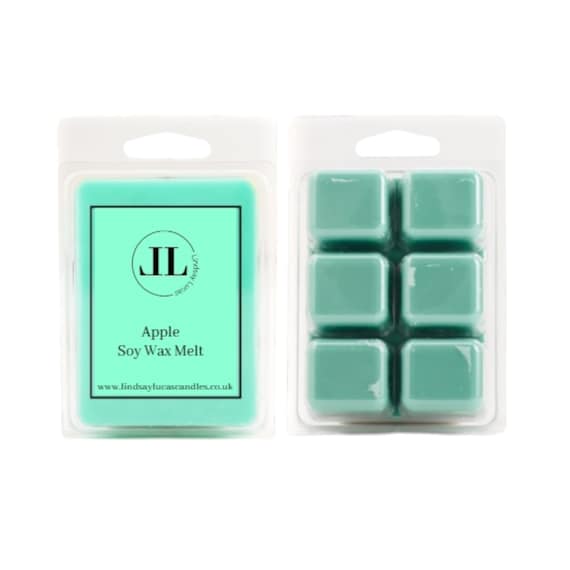 Apple Fruity Soy Wax Melt Strong Smelling Long Lasting Snap Bars. 6 Cubes Per Par, Vegan and Cruelty Free