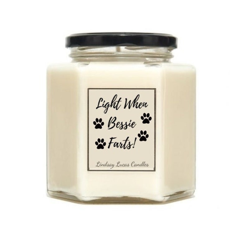 Personalised Dog Fart Candle, Funny Scented Soy Wax Candle Dog Lover Gift Custom Add Your Own Name/Text image 1
