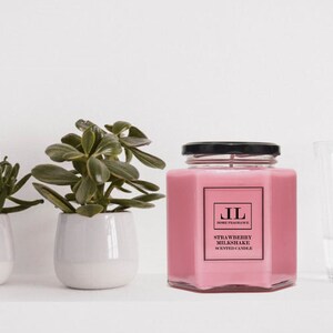 Strawberry Scented Soy Candle, Fruity Scent, Pink Candles image 2