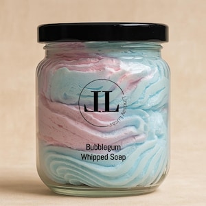 Whipped Soap In Fruity Bubblegum Scent - 200g Mousse Bath Butter Reusable Glass Bottle