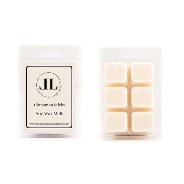 Cinnamon Sticks Wax Melt Strong Scented Soy Wax Snap Bars. Spicy Scented Strong Smelling Wax Melts UK Vegan and Cruelty Free 6 Cubes Per Bar