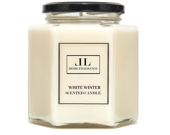 WHITE WINTER Scented Candles, Christmas Soy Wax Vegan Candle