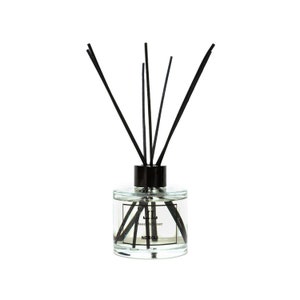 May include: A clear glass bottle with black reeds and a black cap. The bottle has a label that says "Reed Diffuser" and "Neroli".