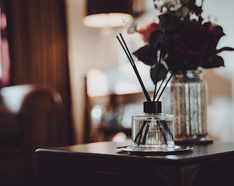 DIFFUSEUR D'ANCHES Amaretto cerise, flacon avec bâtonnets, diffuseur d'huile de roseau, parfum d'intérieur parfumé