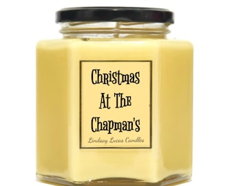 Custom Christmas Family Name Scented Candle, Personalised Vegan Soy Candles