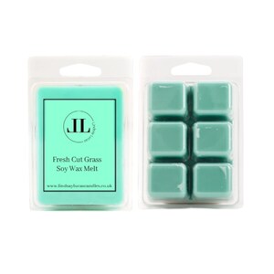Fresh Cut Grass Soy Wax Melts, Strong Smelling Long Lasting Snap Bar Melts, 6 Cubes Per Bar, Vegan and Cruelty Free