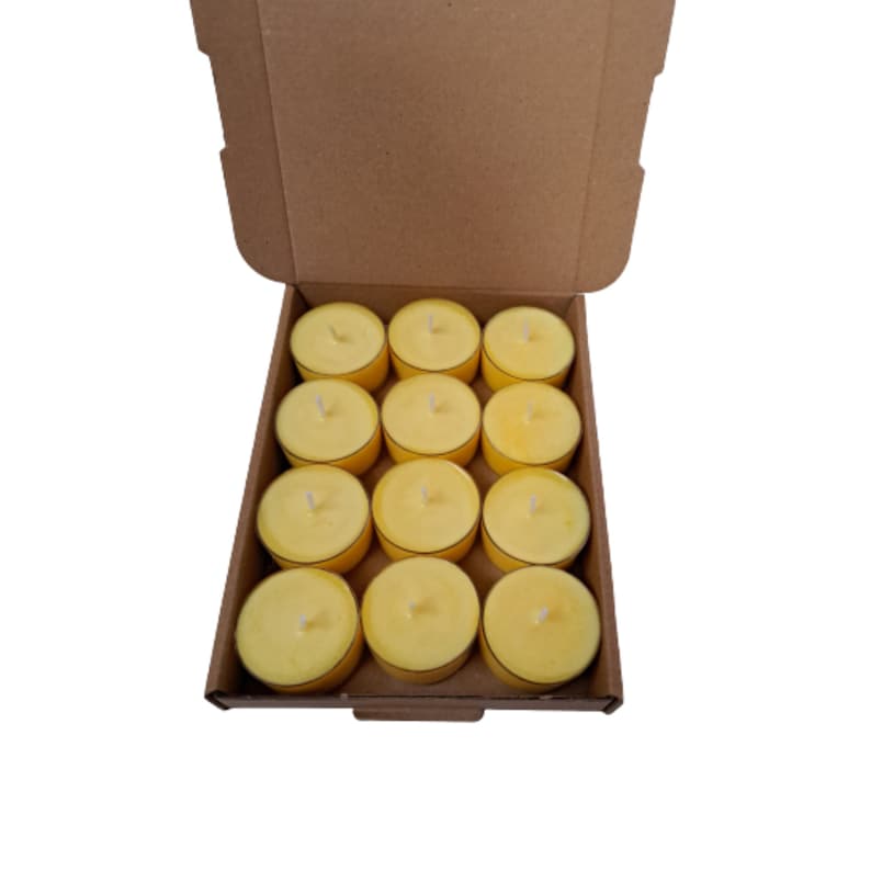 Lemon Eucalyptus Essential Oil Tea Light Candles 12 Per box Made with Soy Wax image 1