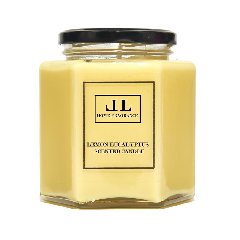 Lemon Eucalyptus Essential Oil Scented Candles, Natural Vegan Soy Wax Yellow Candle, Insect repellent Candles image 1