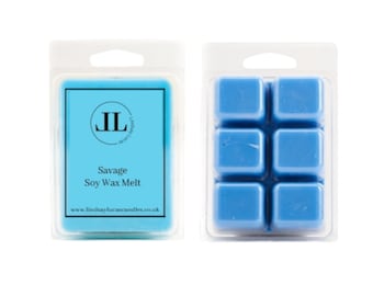 Savage  Scented Soy Wax Melts, Strong Smelling Long Lasting Snap Bar Melts, 6 Cubes Per Bar, Vegan and Cruelty Free, For Him