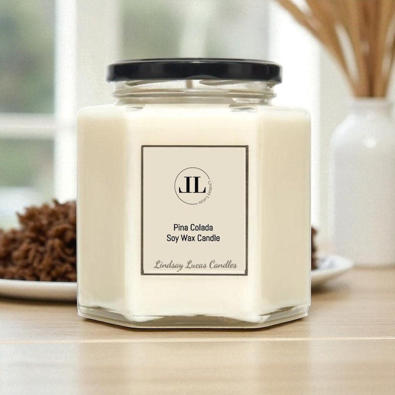 Pina Colada Scented Candle, Cocktail Soy Wax Natural Vegan Candles image 2