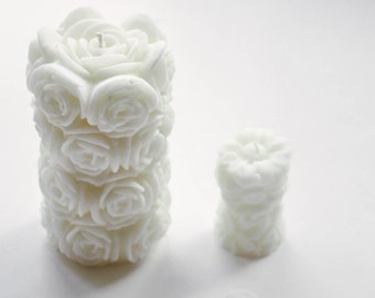 Large Rose Pillar Candle, Wedding Candle, Table Candle, Fragrance Free Candle, Unscented Candle, Floral Candle, Large Pillar Candle
