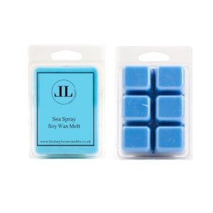 Sea Spray Soy Wax Melts, Strong Smelling Long Lasting Snap Bar Melts, 6 Cubes Per Bar, Vegan and Cruelty Free, smells clean and fresh