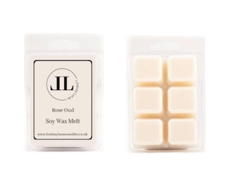 Oud And Rose Soy Wax Melt Snap Bar Tart, Luxury Designer Smells Like Perfume, Large Strong Smelling Melts UK. Vegan and Cruelty Free
